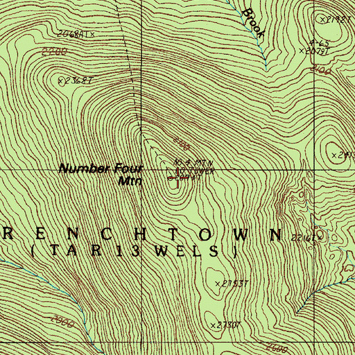 Topographic Map of Number Four Mountain, ME