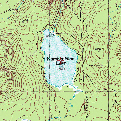 Topographic Map of Number Nine Lake, ME