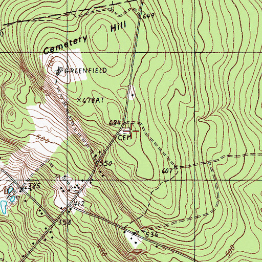 Topographic Map of Number One Cemetery, ME