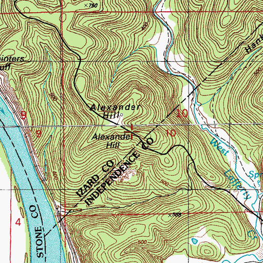 Topographic Map of Alexander Hill, AR