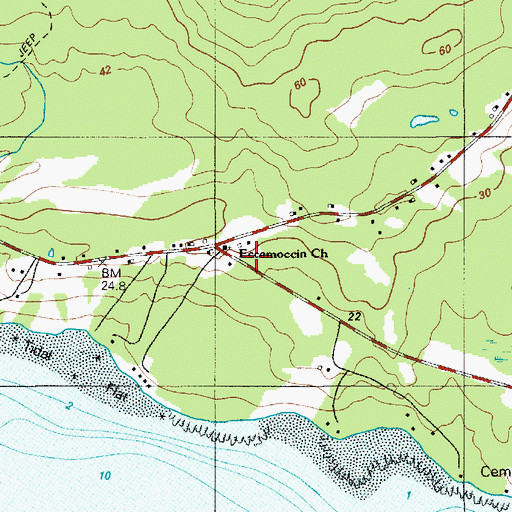 Topographic Map of Number Three Chapel, ME