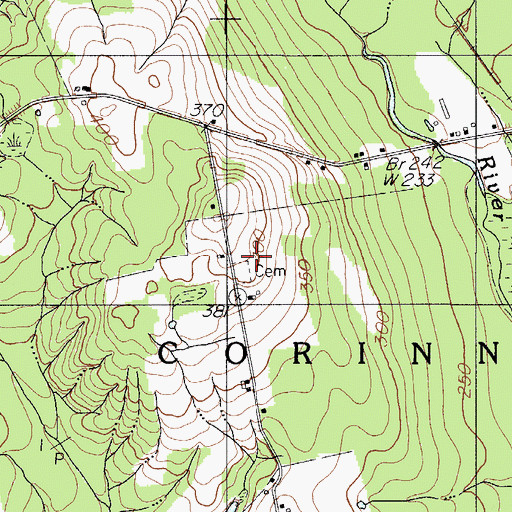 Topographic Map of Nutter Cemetery, ME