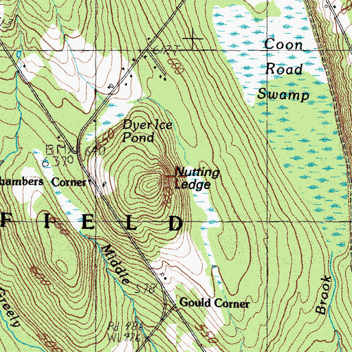 Topographic Map of Nutting Ledge, ME
