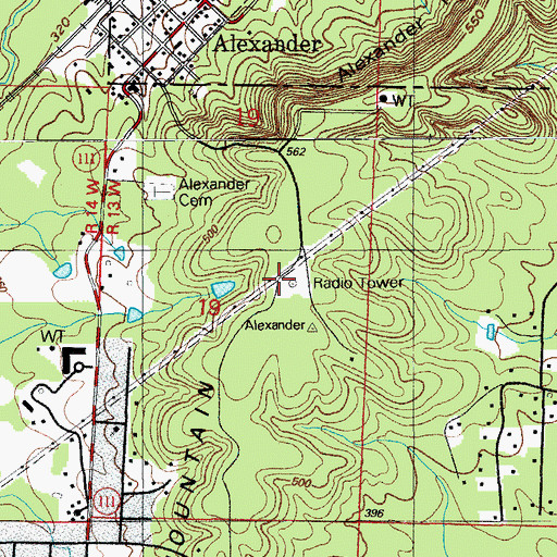 Topographic Map of Alexander Mountain, AR