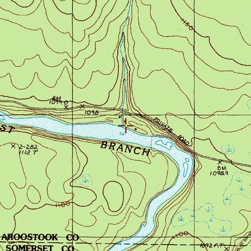 Topographic Map of Oak Brook, ME