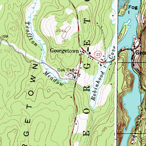 Topographic Map of Oak Cemetery, ME