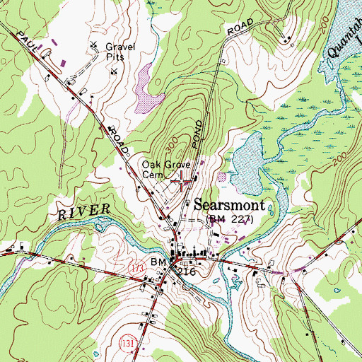 Topographic Map of Oak Grove Cemetery, ME