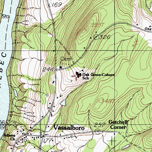 Topographic Map of Oak Grove-Coburn School, ME