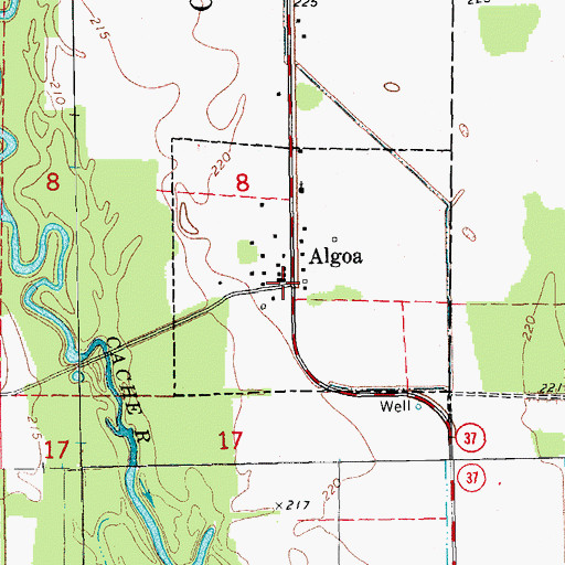 Topographic Map of Algoa, AR