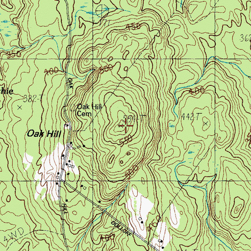Topographic Map of Oak Hill, ME