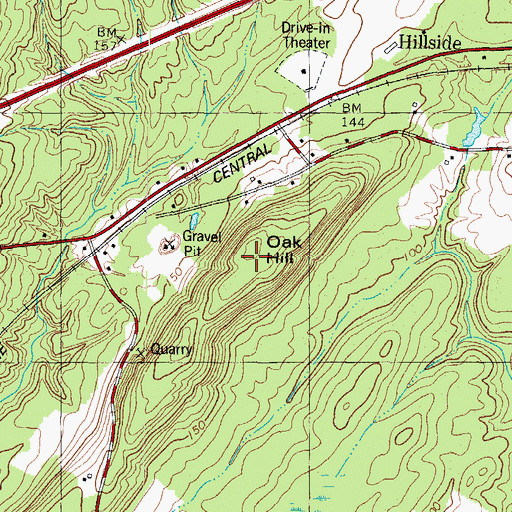Topographic Map of Oak Hill, ME