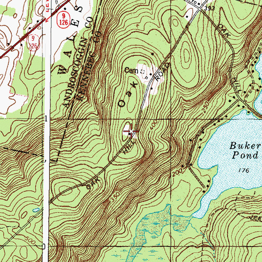 Topographic Map of Oak Hill, ME