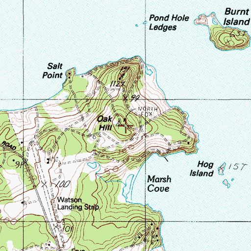 Topographic Map of Oak Hill, ME