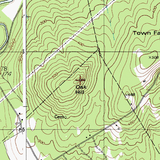 Topographic Map of Oak Hill, ME