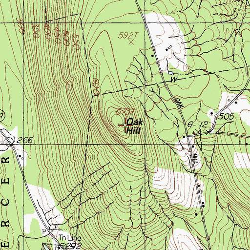 Topographic Map of Oak Hill, ME