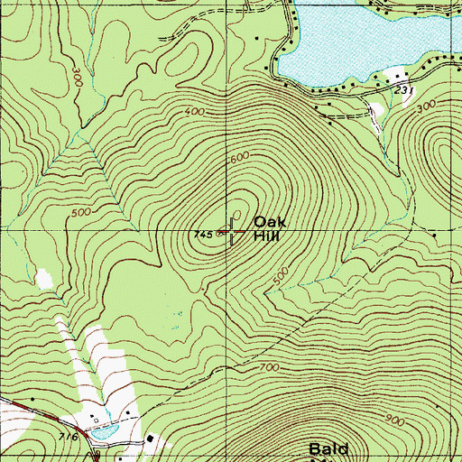 Topographic Map of Oak Hill, ME