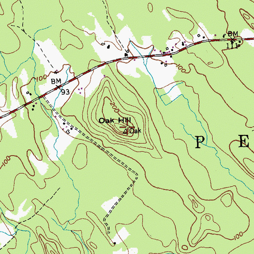 Topographic Map of Oak Hill, ME