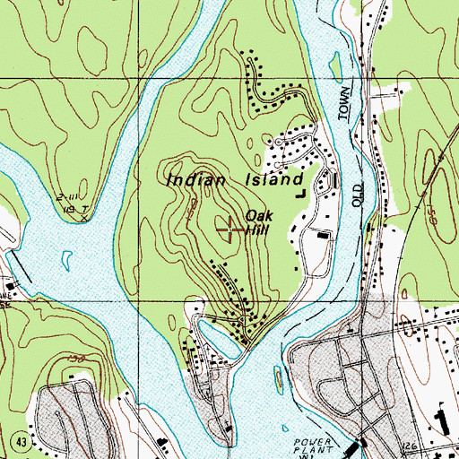 Topographic Map of Oak Hill, ME