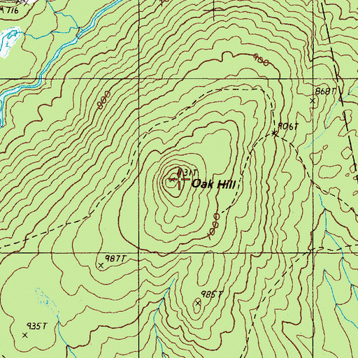 Topographic Map of Oak Hill, ME