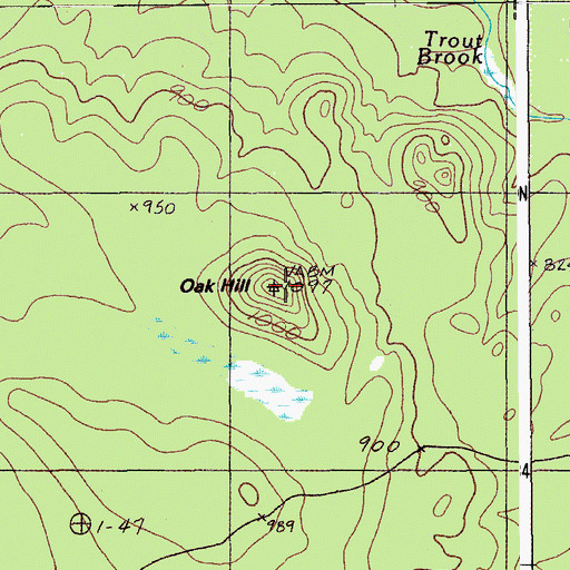 Topographic Map of Oak Hill, ME