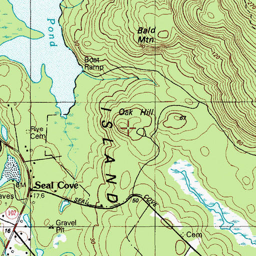Topographic Map of Bald Hill, ME