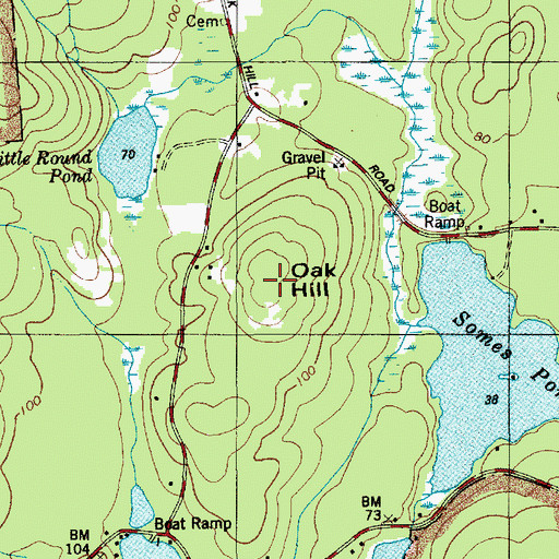 Topographic Map of Oak Hill, ME
