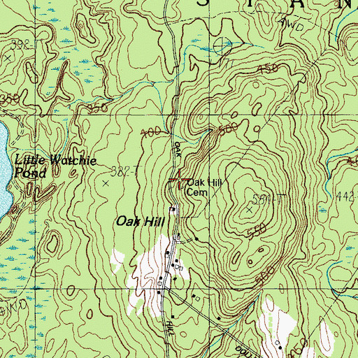 Topographic Map of Oak Hill Cemetery, ME