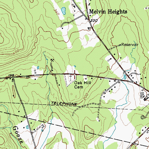 Topographic Map of Oak Hill Cemetery, ME
