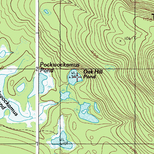 Topographic Map of Oak Hill Pond, ME