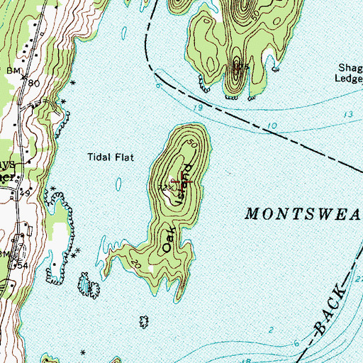 Topographic Map of Oak Island, ME