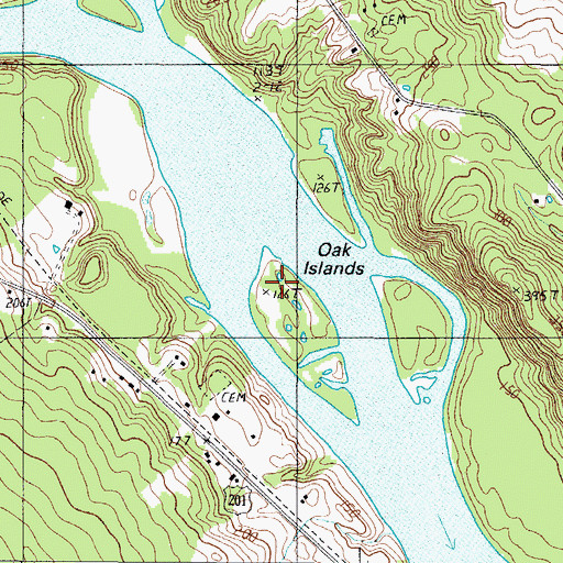 Topographic Map of Oak Islands, ME