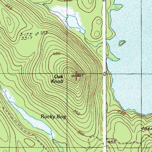 Topographic Map of Oak Knoll, ME