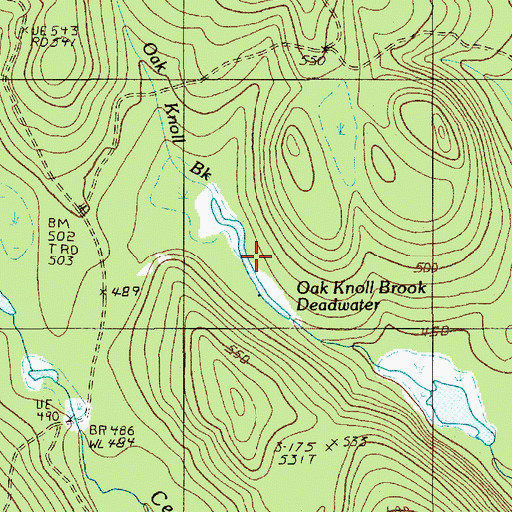 Topographic Map of Oak Knoll Brook Deadwater, ME