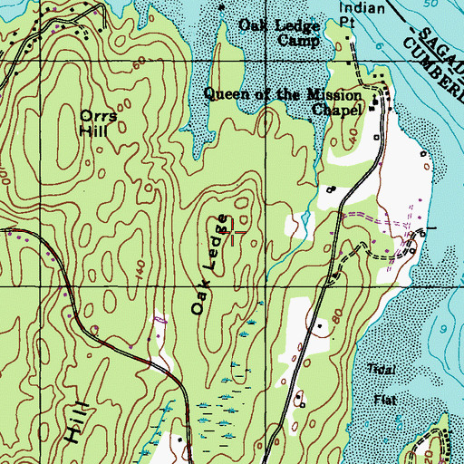 Topographic Map of Oak Ledge, ME