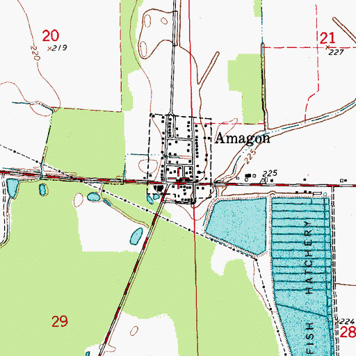 Topographic Map of Amagon, AR