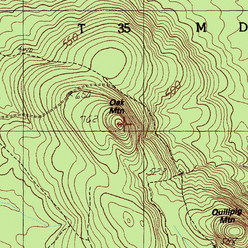 Topographic Map of Oak Mountain, ME