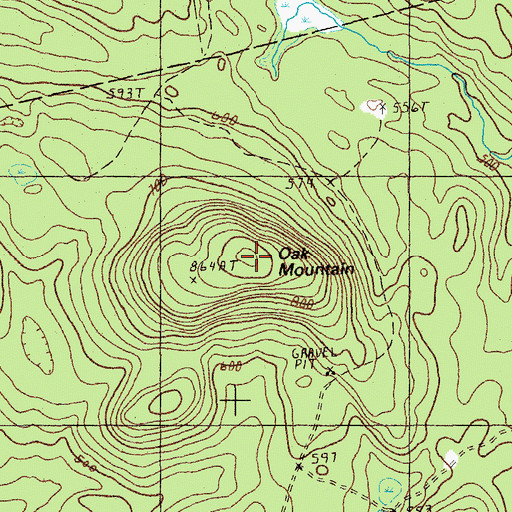 Topographic Map of Oak Mountain, ME