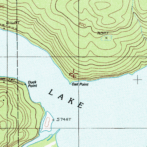 Topographic Map of Oak Point, ME