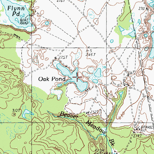 Topographic Map of Oak Pond, ME