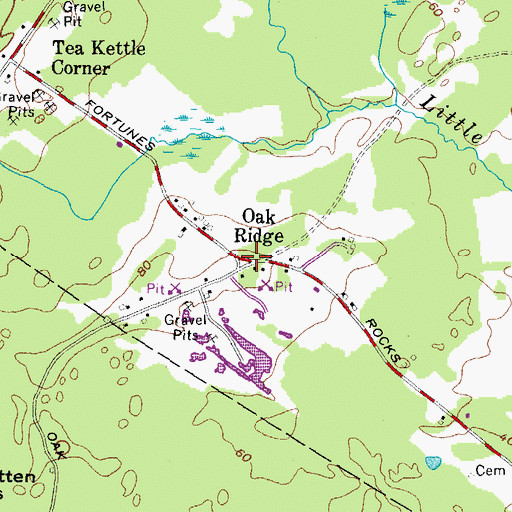 Topographic Map of Oak Ridge, ME