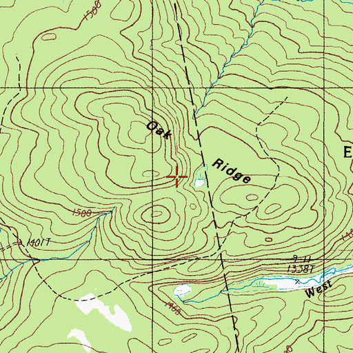 Topographic Map of Oak Ridge, ME