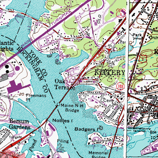 Topographic Map of Oak Terrace, ME