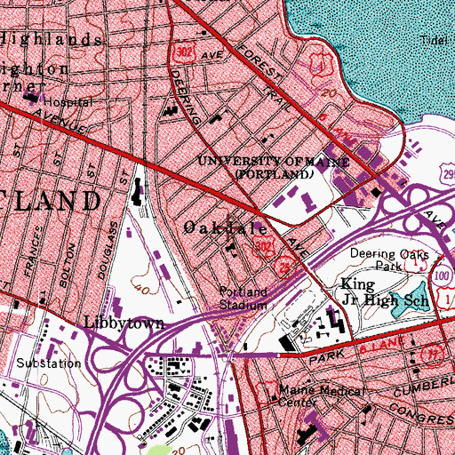 Topographic Map of Oakdale, ME