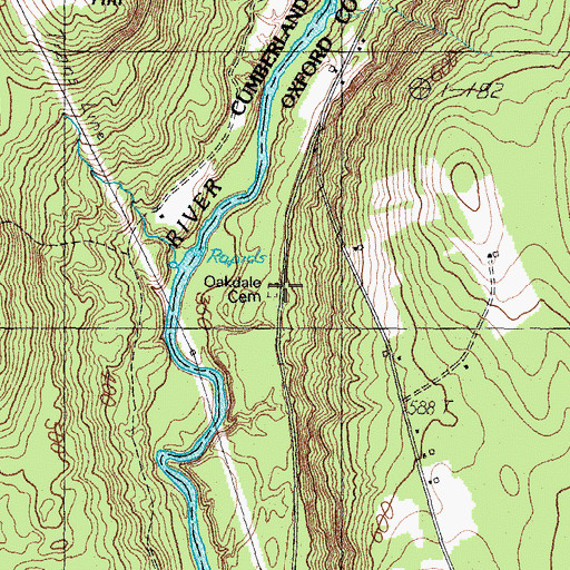 Topographic Map of Oakdale Cemetery, ME