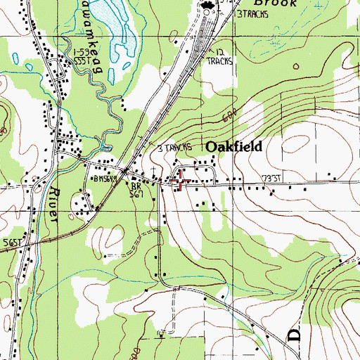 Topographic Map of Oakfield, ME