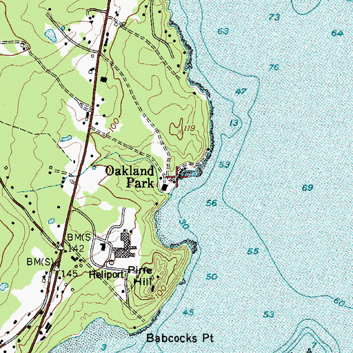 Topographic Map of Oakland Park, ME