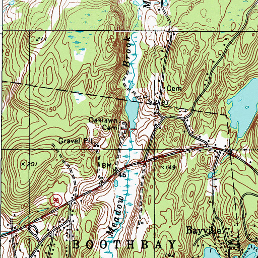 Topographic Map of Oaklawn Cemetery, ME