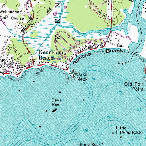 Topographic Map of Oaks Neck, ME