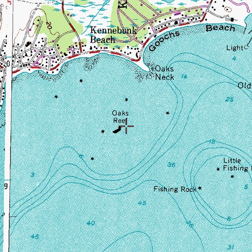 Topographic Map of Oaks Reef, ME