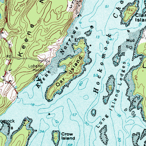 Topographic Map of Oar Island, ME